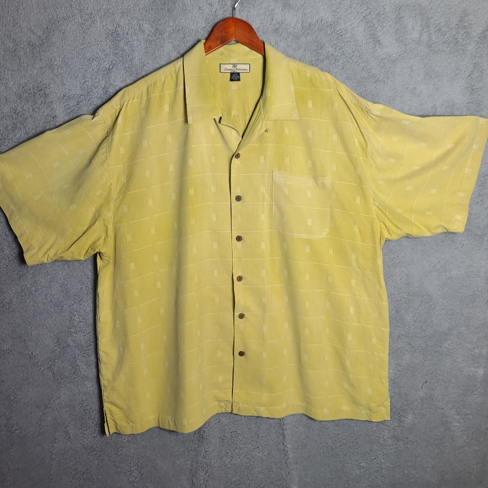 Tommy Bahama Yellow Silk Short Sleeve Shirt XXL